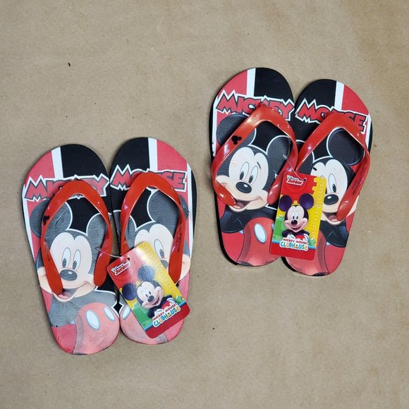 Mickey Mouse Flip Flops 2 Pack M13/1 Red - Picture 2 of 7